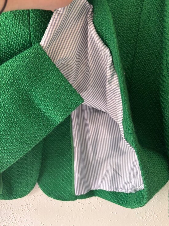 J.Crew Green Tweed Schoolboy Blazer Size 18 Gold Button Lined Classic Style - Picture 15 of 15